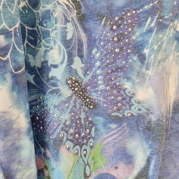 Chico's Floral Blouse Top Shirt Y2K Burnout 90s Lightweight Embellished Size M - Picture 3 of 6